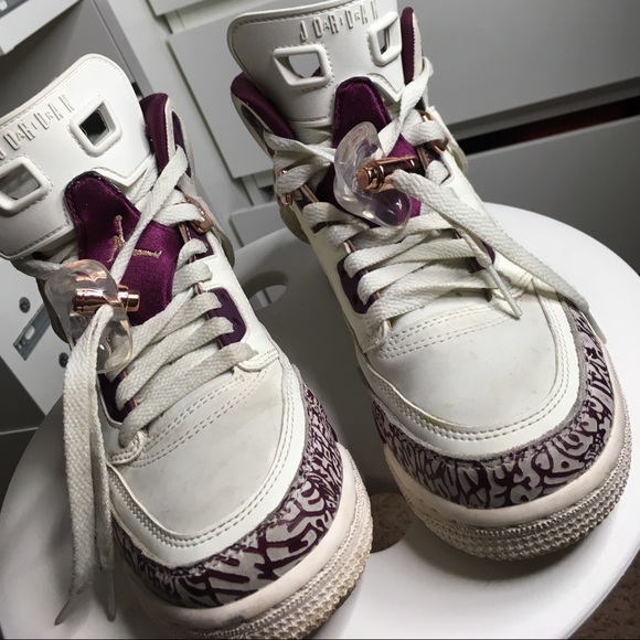 purple in white jordans